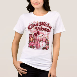 Gemütliche Winterstimmung Süße Schneemann Custom Tri-Blend Shirt