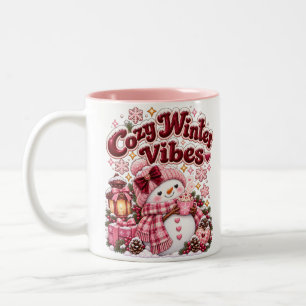 Gemütliche Winterstimmung Süße Schneemann Custom Zweifarbige Tasse