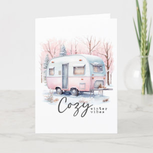 Gemütliche Winterstimmung, Vintage-Camper-Weihnach Feiertagskarte