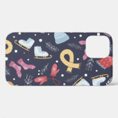 Gemütliche Wintertöne auf blauem Hintergrund. gego Case-Mate iPhone Hülle (Rückseite (Horizontal))