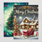 Gemütliche Winterweihnachtskarte - Frohe Weihnacht Feiertagskarte (Vorne/Hinten)