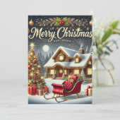 Gemütliche Winterweihnachtskarte - Frohe Weihnacht Feiertagskarte (Stehend Vorderseite)