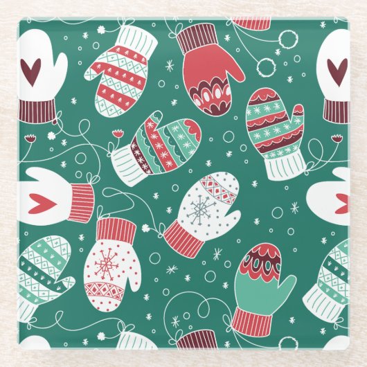 Gemütliche Winterweihnachtszittern im Grünen Glasuntersetzer (Vorderseite)