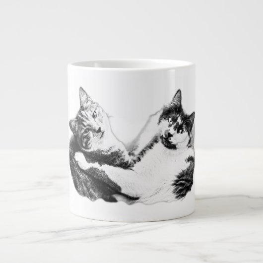 Gemütliche Zwei Katzen Portrait Tasse (Vorderseite)