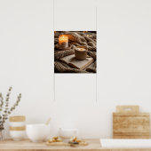 Gemütlicher Abend mit Kerzen und Decken Poster (Küche)