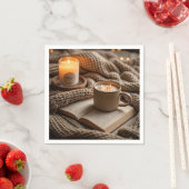 Gemütlicher Abend mit Kerzen und Decken Serviette (Beispiel)