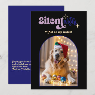 Gemütlicher Abendwitziger Retro-Hund Weihnachtsfot Feiertagskarte
