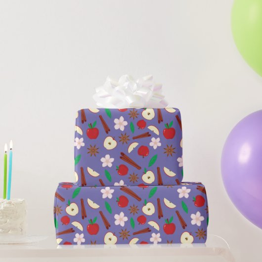 Gemütlicher Apfel und Fall Zimt Nahtloser Erntedan Geschenkpapier (Partygeschenke)