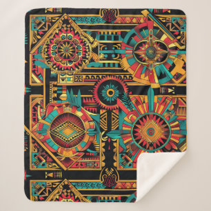 Gemütlicher Aquamariner "Aztec Dream" Plush Sherpa Sherpadecke