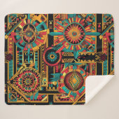 Gemütlicher Aquamariner "Aztec Dream" Plush Sherpa Sherpadecke (Vorderseite (Horizontal))