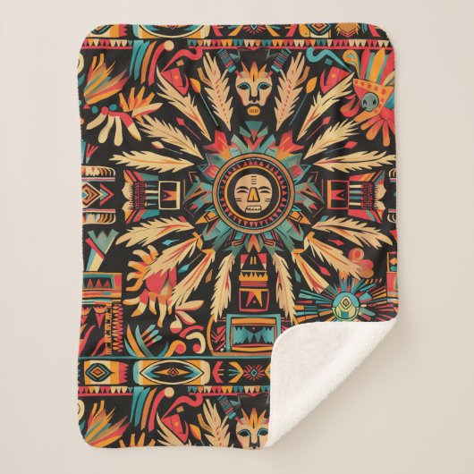 Gemütlicher Aquamariner "Aztec Dream" Plush Sherpa Sherpadecke (Vorderseite)
