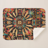 Gemütlicher Aquamariner "Aztec Dream" Plush Sherpa Sherpadecke (Vorderseite (Horizontal))
