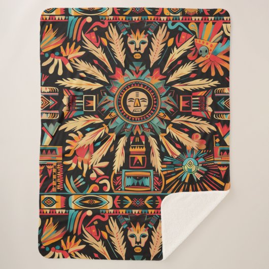 Gemütlicher Aquamariner "Aztec Dream" Plush Sherpa Sherpadecke (Vorderseite)