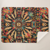 Gemütlicher Aquamariner "Aztec Dream" Plush Sherpa Sherpadecke (Vorderseite (Horizontal))