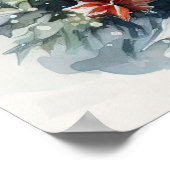 Gemütlicher Aquareller Weihnachtsschneeszene Poster (Ecke)