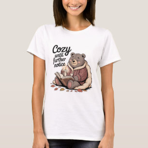Gemütlicher Bärenleser Cartoon Herbst T-Shirt