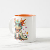 Gemütlicher Bartdrache - Drache in Decke Kaffee Zweifarbige Tasse (Vorderseite Links)
