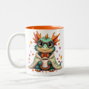 Gemütlicher Bartdrache - Drache in Decke Kaffee Zweifarbige Tasse