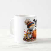 Gemütlicher, bärtiger Drache mit Kaffee Kaffeetasse (Vorderseite Links)