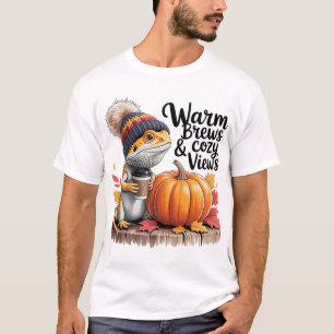 Gemütlicher, bärtiger Drache mit Kaffee T-Shirt