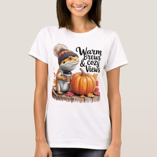 Gemütlicher, bärtiger Drache mit Kaffee T-Shirt (Vorderseite)