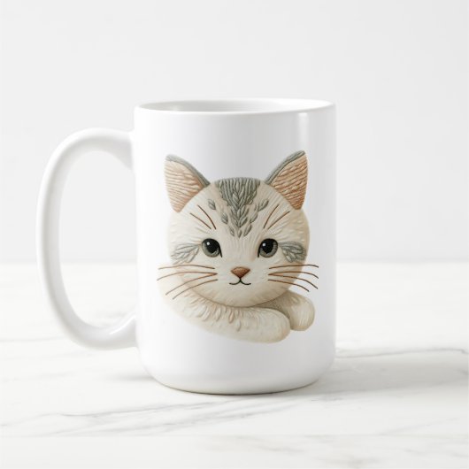 Gemütlicher bestickter Kaffee-Cup für Katzen-Liebh Kaffeetasse (Links)