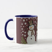 Gemütlicher bestickter Schneemann-Winterbecher Tasse (Links)