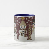 Gemütlicher bestickter Schneemann-Winterbecher Tasse (Zentrum)