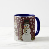 Gemütlicher bestickter Schneemann-Winterbecher Tasse (VorderseiteRechts)