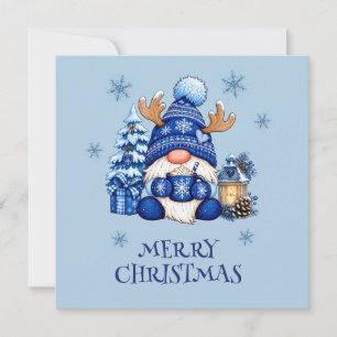 Gemütlicher blauer Weihnachts-Gnom-Heißer-Kakao-Fl Karte