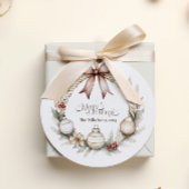 Gemütlicher blauer Weihnachtskranz Runder Aufkleber