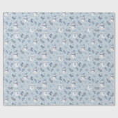 Gemütlicher Blauer Winter auf Blassgrau-Blau Geschenkpapier (Flach)