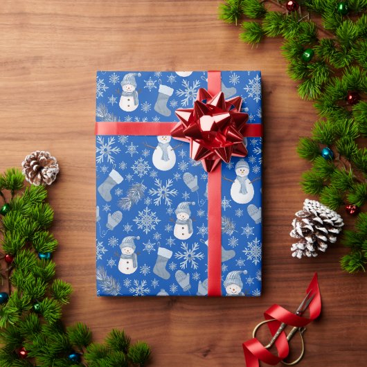 Gemütlicher Blauer Winter auf Blau Geschenkpapier (Feiertagsgeschenk)