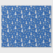 Gemütlicher Blauer Winter auf Blau Geschenkpapier (Flach)