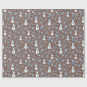 Gemütlicher Blauer Winter auf Brown Geschenkpapier (Flach)