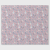 Gemütlicher Blauer Winter auf Crepe Pink Geschenkpapier (Flach)