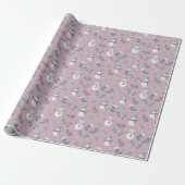 Gemütlicher Blauer Winter auf Crepe Pink Geschenkpapier (Ungerollt)