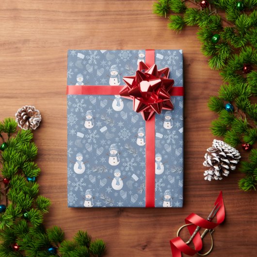 Gemütlicher Blauer Winter auf Grau-Blau Geschenkpapier (Feiertagsgeschenk)