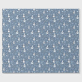 Gemütlicher Blauer Winter auf Grau-Blau Geschenkpapier (Flach)