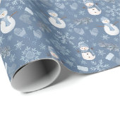 Gemütlicher Blauer Winter auf Grau-Blau Geschenkpapier (Rolleneckpunkt)