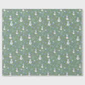 Gemütlicher Blauer Winter auf Grün Geschenkpapier (Flach)
