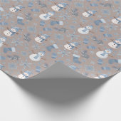 Gemütlicher Blauer Winter auf hellbrauner Seite Geschenkpapier (Ecke)