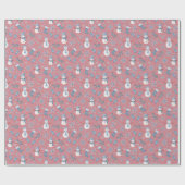 Gemütlicher blauer Winter auf Rot Rosa Geschenkpapier (Flach)