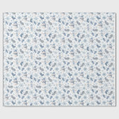 Gemütlicher Blauer Winter auf Weiß Geschenkpapier (Flach)