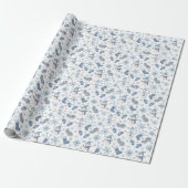Gemütlicher Blauer Winter auf Weiß Geschenkpapier (Ungerollt)