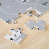 Gemütlicher blauer Winter im nordischen Dorf Puzzle (Seite)