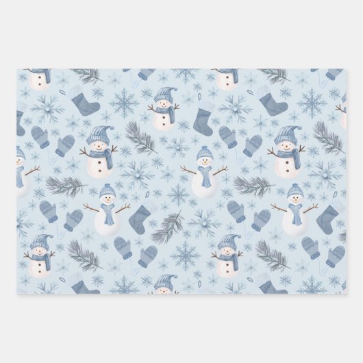 Gemütlicher Blue Winter auf Eisblau Geschenkpapier Set (Vorderseite 2)