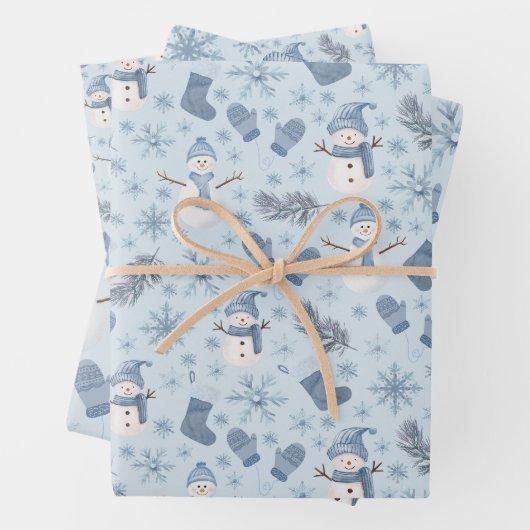 Gemütlicher Blue Winter auf Eisblau Geschenkpapier Set (Beispiel)