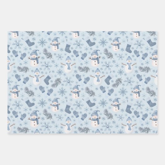 Gemütlicher Blue Winter auf Eisblau Geschenkpapier Set (Vorderseite)