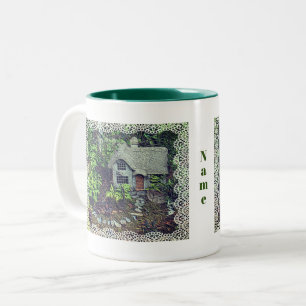 Gemütlicher Blumengarten Hütte Personalisiert Zweifarbige Tasse